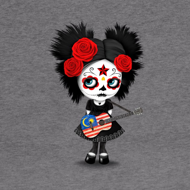 Sugar Skull Girl Playing Malaysian Flag Guitar by jeffbartels